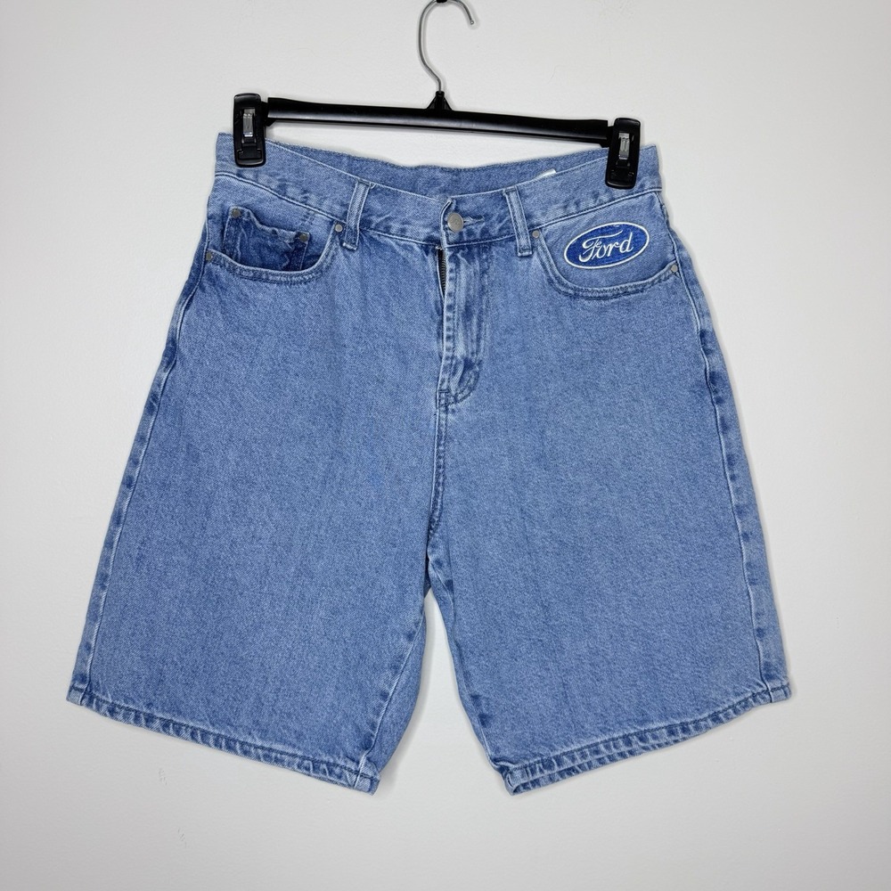 Ford PacSun Mens 30 Baggy Denim Shorts Medium Wash Blue